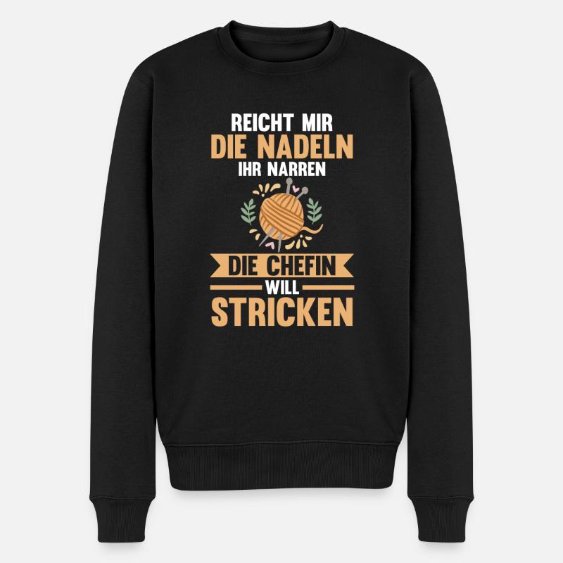 Häkeln Nähen Stricken - Männer Premium Bio Pullover - Schwarz