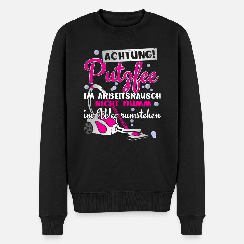 Putzfrau Putzfee Nicht dumm im Weg stehen - Männer Premium Bio Pullover - Schwarz