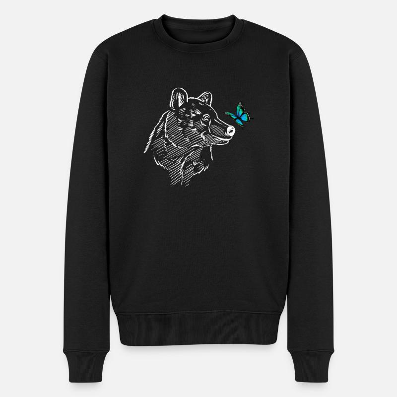Ours polaire avec papillon - Pull Premium bio Homme - noir