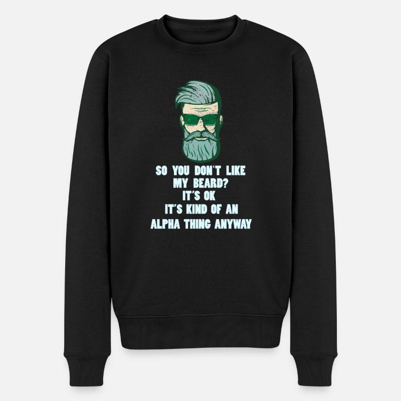 Bart Vollbart - Männer Premium Bio Pullover - Schwarz