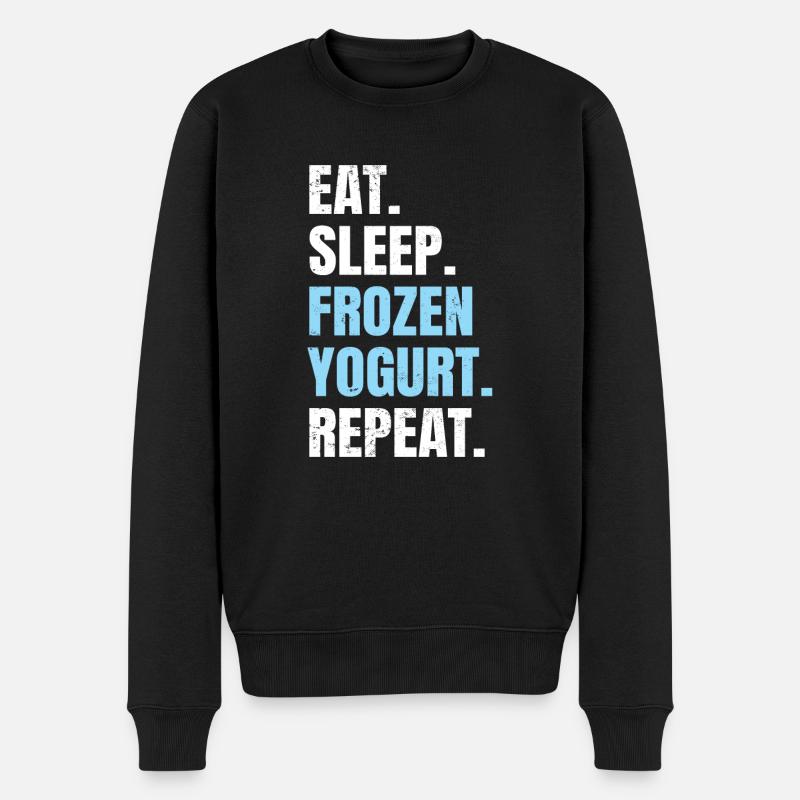 Eat Sleep Frozen Yogurt Repeat - Männer Premium Bio Pullover - Schwarz