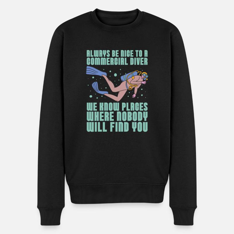Tauchen Taucher Humor Kommerzielles Tauchen - Männer Premium Bio Pullover - Schwarz