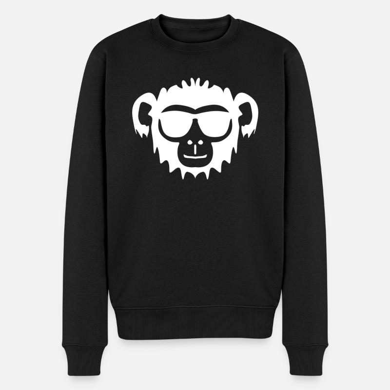 Affe mit Sonnenbrille Affen - Männer Premium Bio Pullover - Schwarz