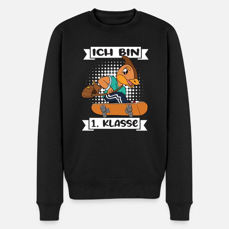 Ich Bin 1 Klasse Einschulung Schulanfang - Männer Premium Bio Pullover - Schwarz