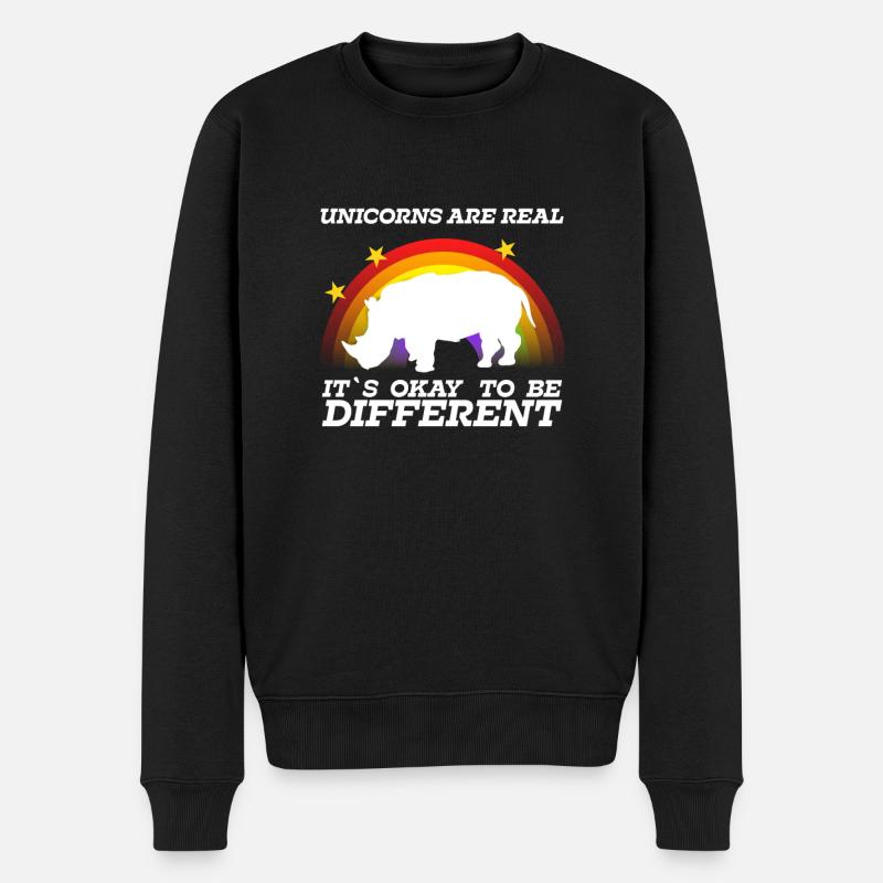 Einhorn oder Nashorn sei der unterschied - Männer Premium Bio Pullover - Schwarz