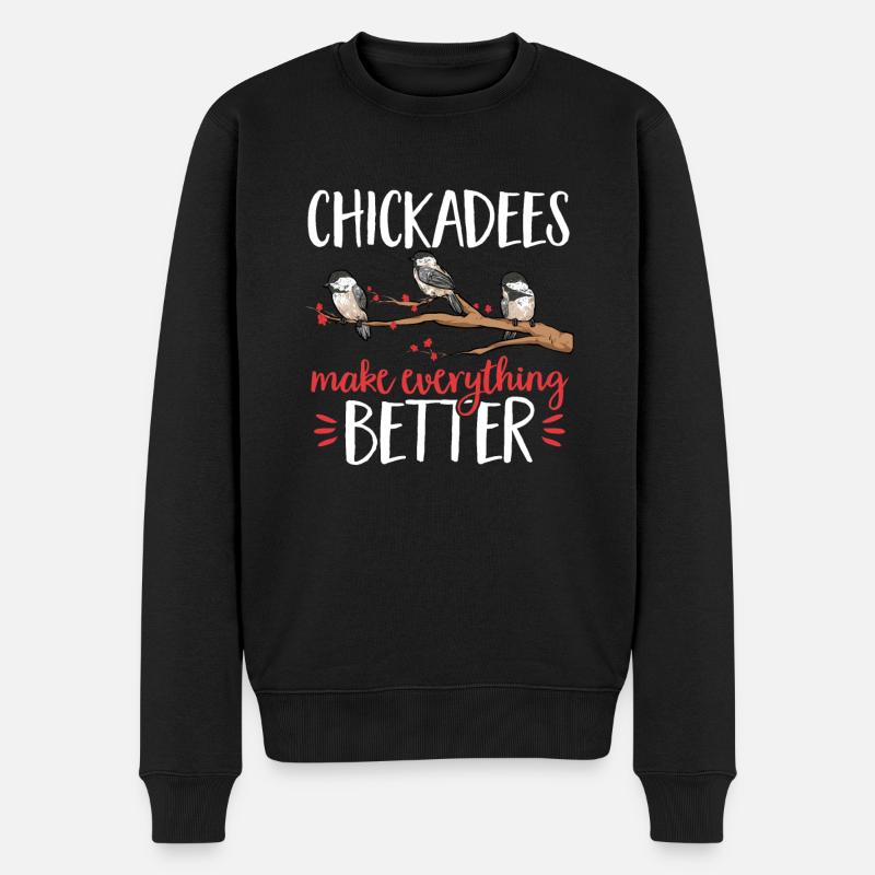 Bird Chickadee Bird Watching - Men's Premium Organic Jumper - black