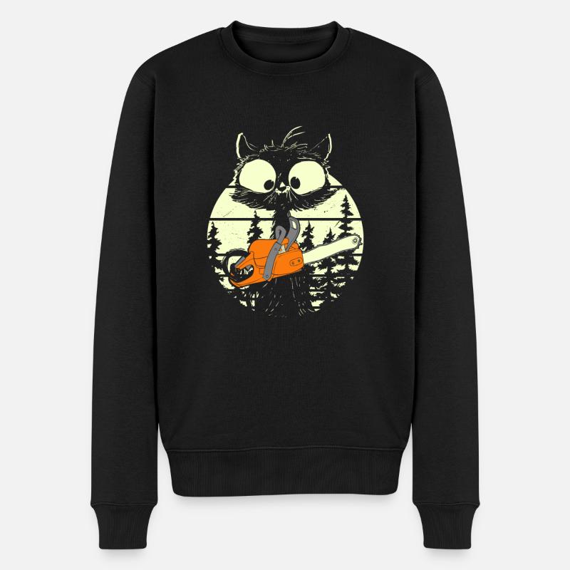 Chat avec tronçonneuse - Pull Premium bio Homme - noir
