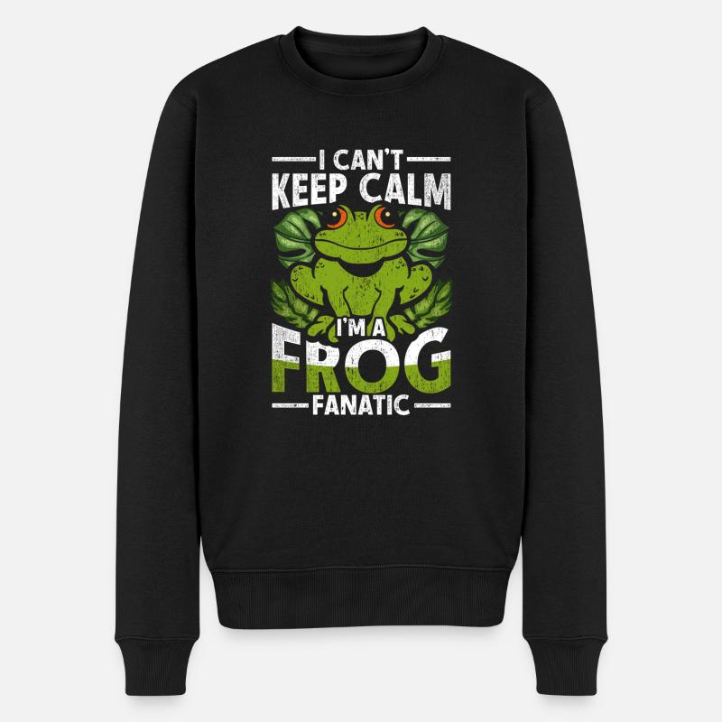 I Can't Keep Calm I'm A Frog Fanatic - Männer Premium Bio Pullover - Schwarz