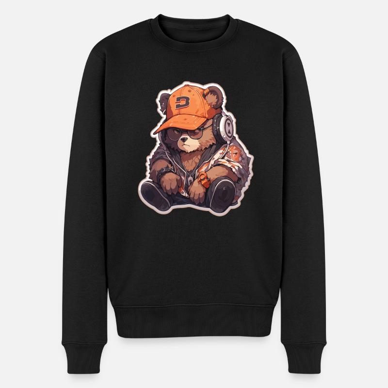 Bär Bären Hipster Bär Bären Braunbär - Männer Premium Bio Pullover - Schwarz