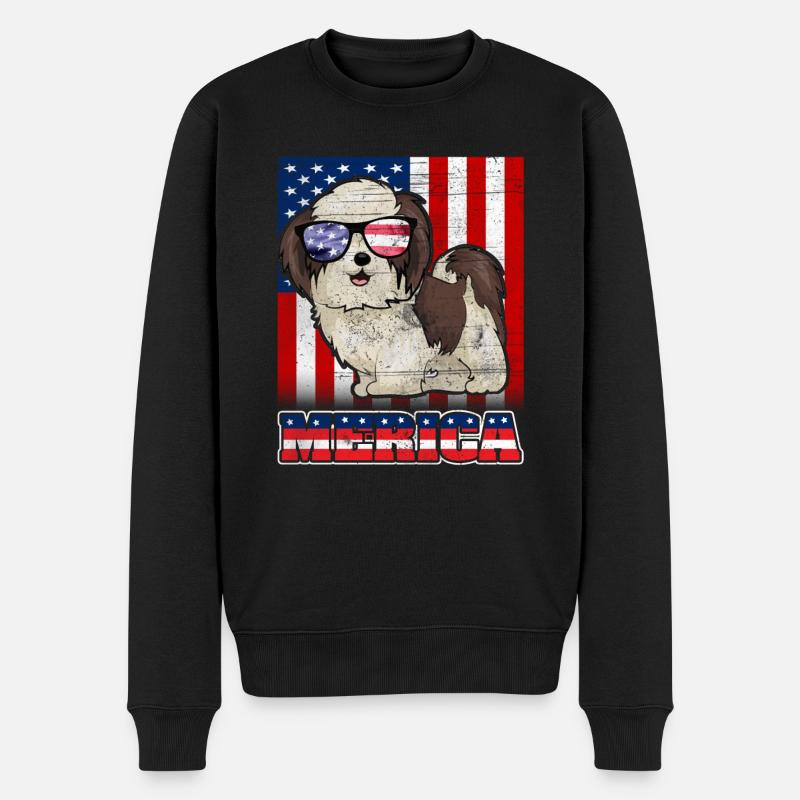 4. Juli Hund Merica - Männer Premium Bio Pullover - Schwarz