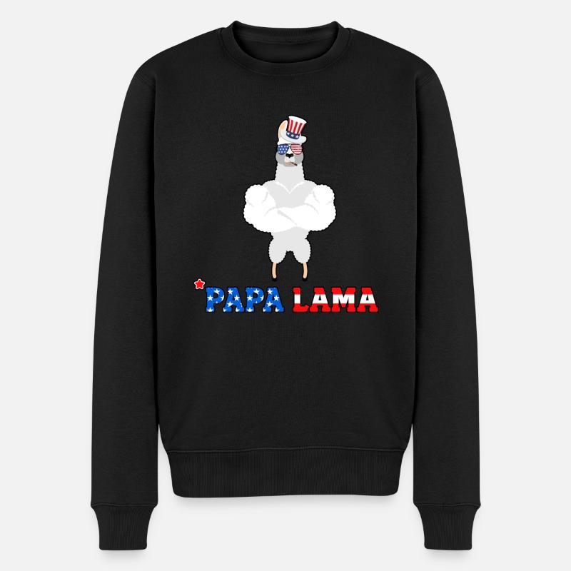 4 juillet Papa Lama - Pull Premium bio Homme - noir