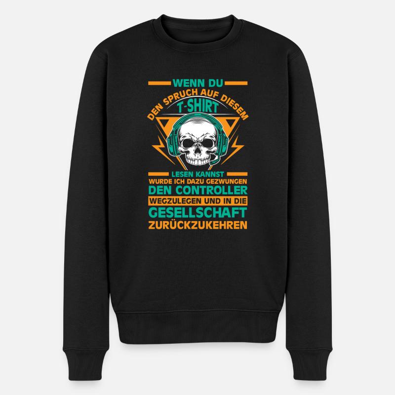 Gamer Zocker Zocken Gaming - Männer Premium Bio Pullover - Schwarz