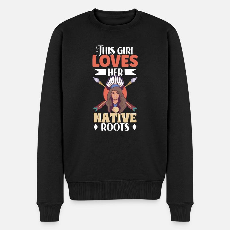 Indische Ureinwohner Geschichte Der Indigenen - Männer Premium Bio Pullover - Schwarz