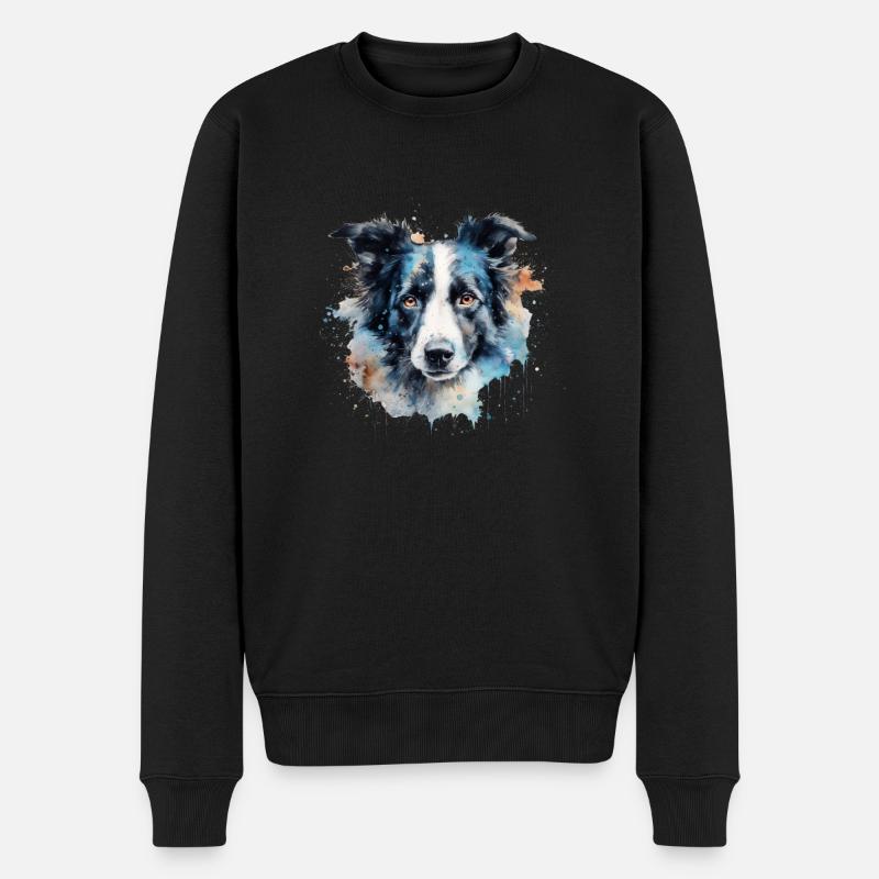 Border Collie - Pull Premium bio Homme - noir