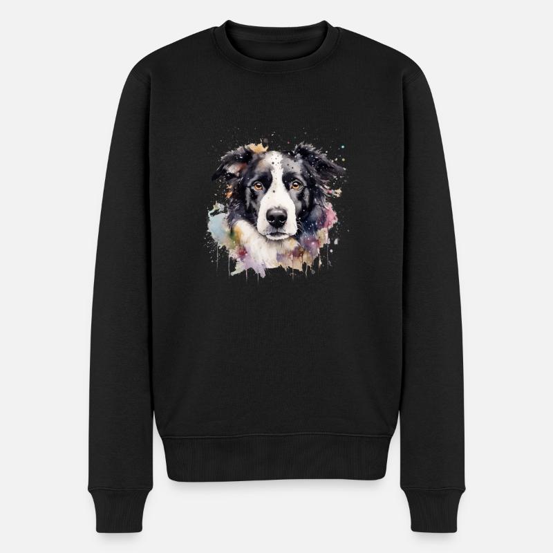 Border Collie - Pull Premium bio Homme - noir