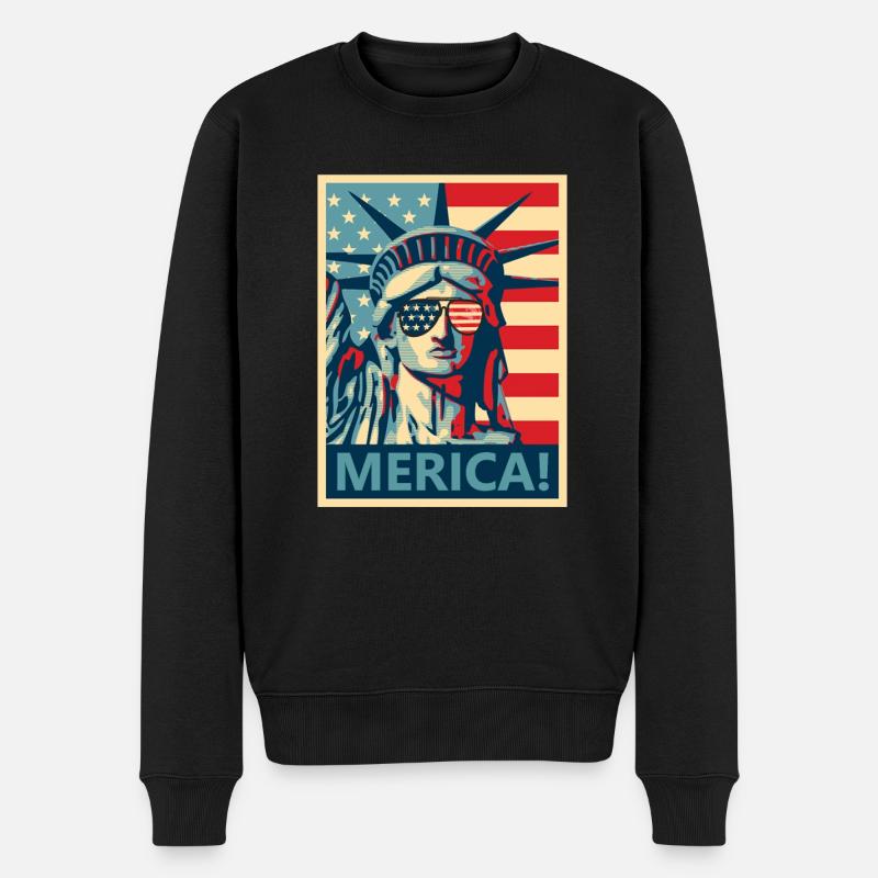 4. Juli Freiheitsstatue Amerika - Männer Premium Bio Pullover - Schwarz