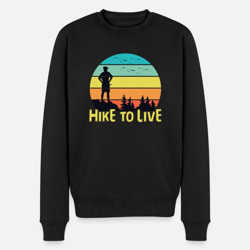 Hike To Live - Männer Premium Bio Pullover - Schwarz