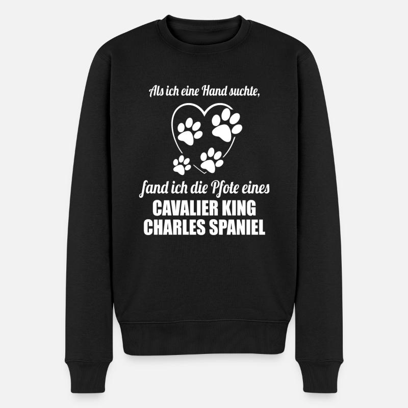 Hand & Pfote - Spruch - Cavalier King Charles - Männer Premium Bio Pullover - Schwarz