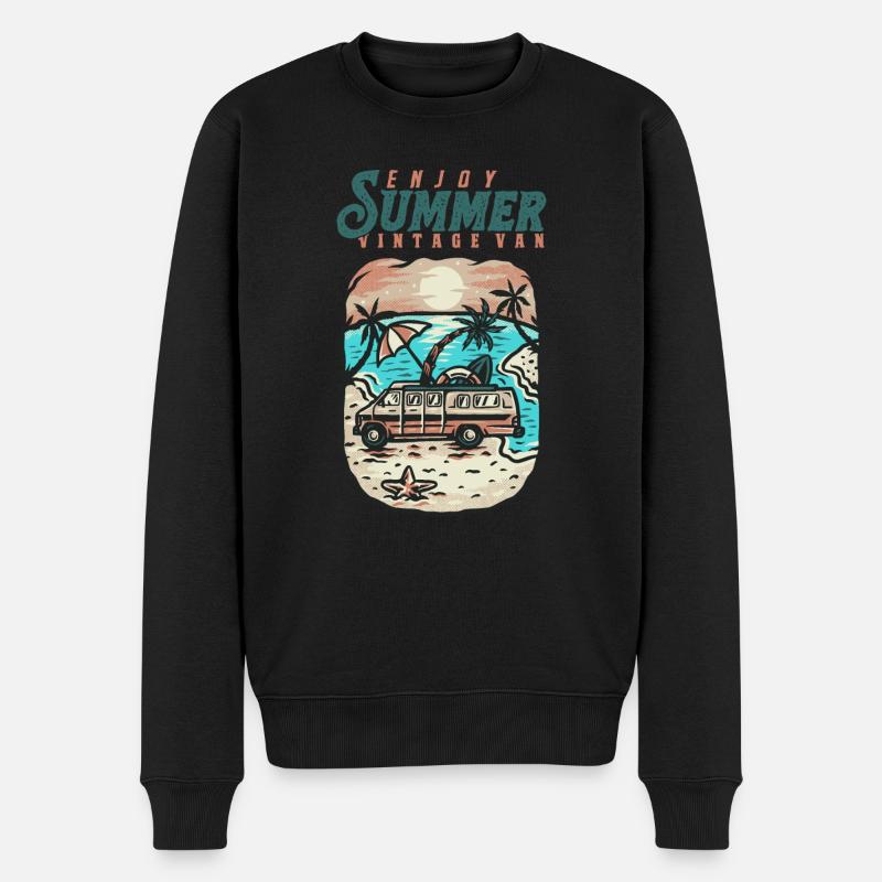 Genießen Sie den sommerlichen Vintage-Van - Männer Premium Bio Pullover - Schwarz