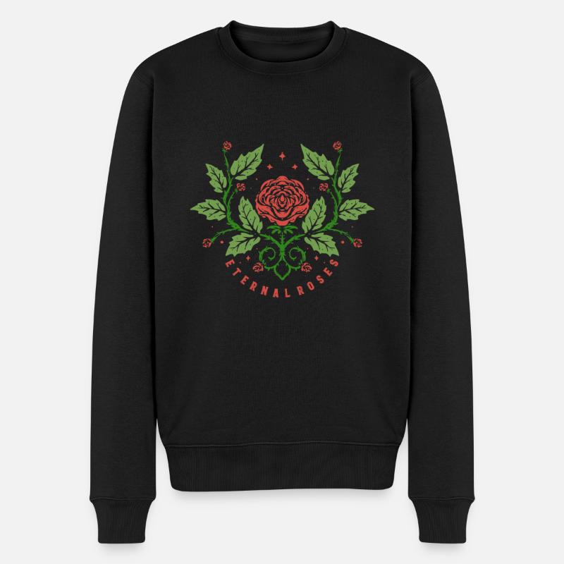 Ewige Rosen - Männer Premium Bio Pullover - Schwarz