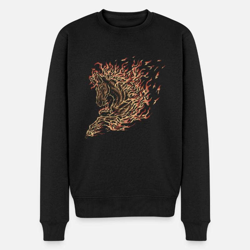 Feuer Pferd - Männer Premium Bio Pullover - Schwarz