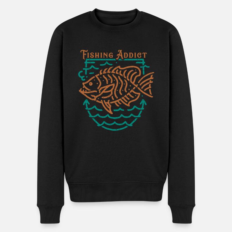 Abzeichen für Angelsüchtige - Männer Premium Bio Pullover - Schwarz