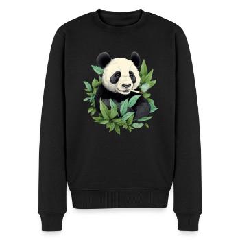Pandabär rauchen - Männer Premium Bio Pullover - Schwarz - Vorne - Nico (187cm)