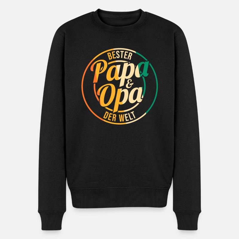 Beste Papa Und Opa Der Welt - Männer Premium Bio Pullover - Schwarz