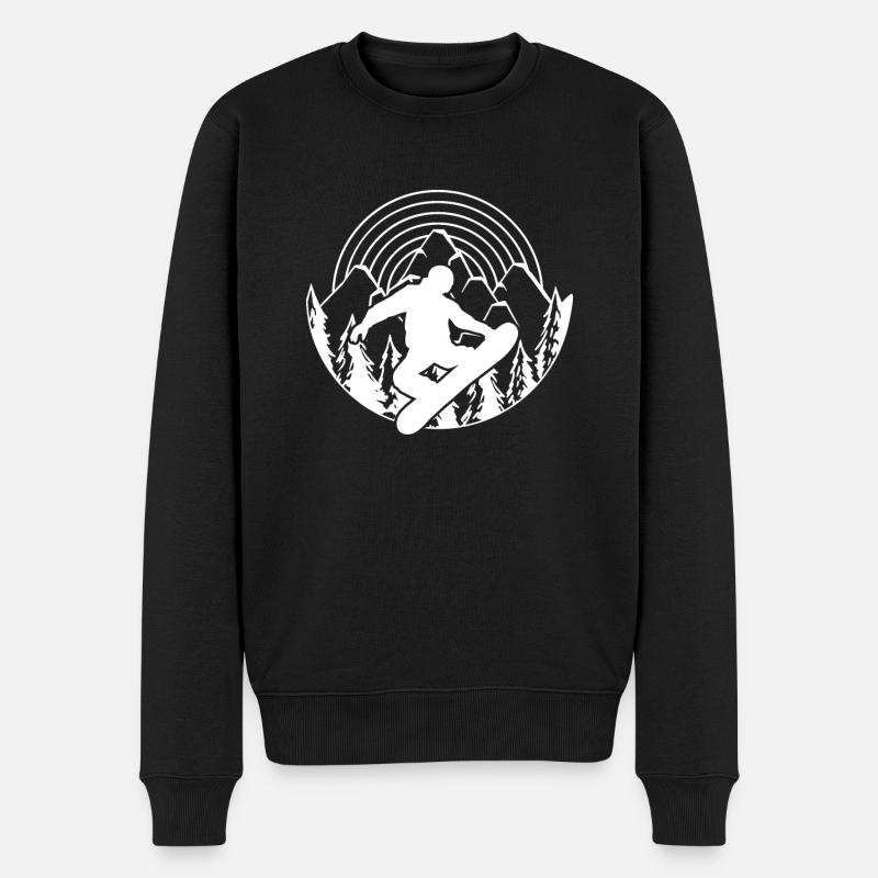 Snowboarder vor Bergkette - Wintersport - Gebirge - Männer Premium Bio Pullover - Schwarz