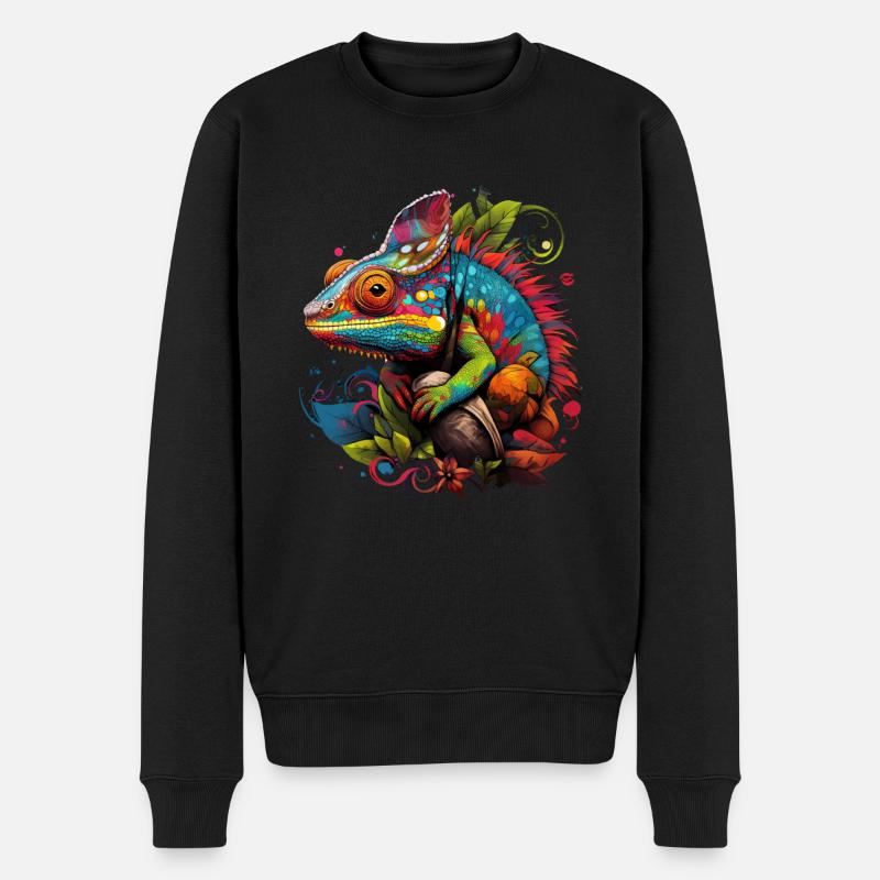 Chamäleon Bunt - Männer Premium Bio Pullover - Schwarz