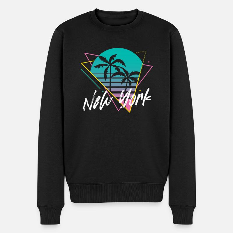 New York - Männer Premium Bio Pullover - Schwarz