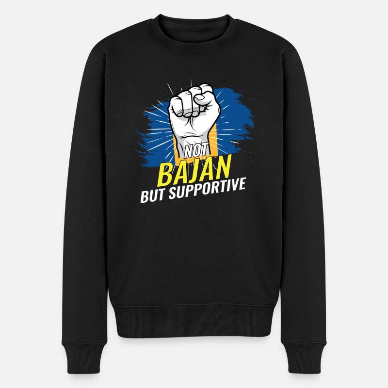 Not Bajan But Supportive Barbados Flag Country - Männer Premium Bio Pullover - Schwarz