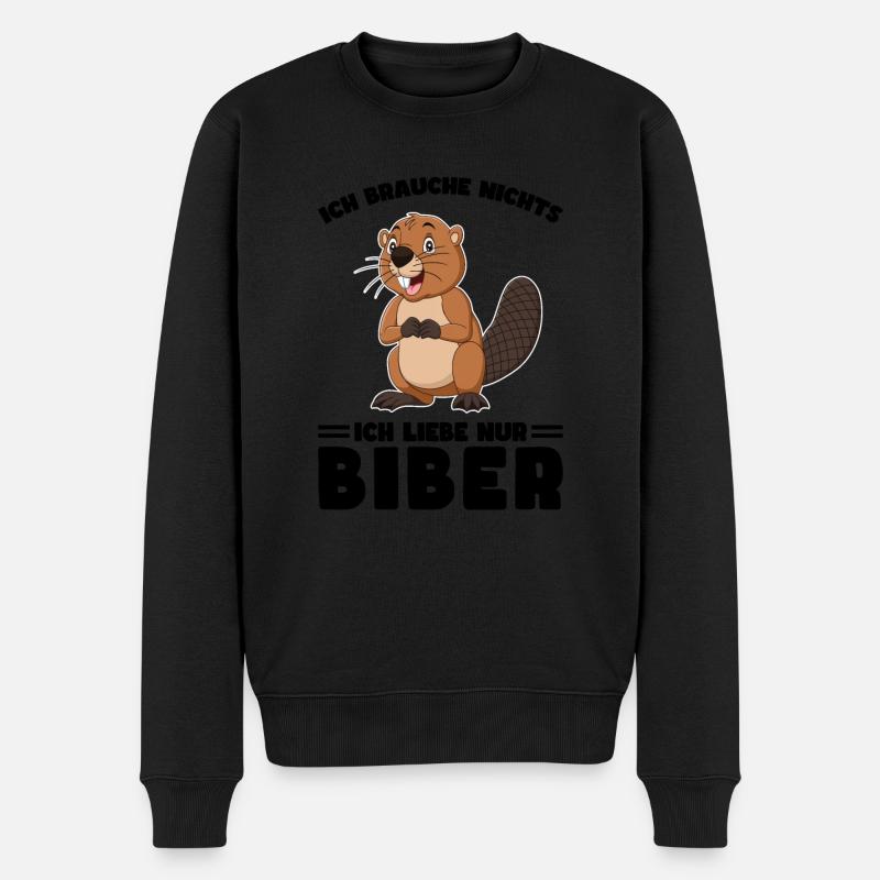 Tiere Bieber Biebern Geschenk - Männer Premium Bio Pullover - Schwarz