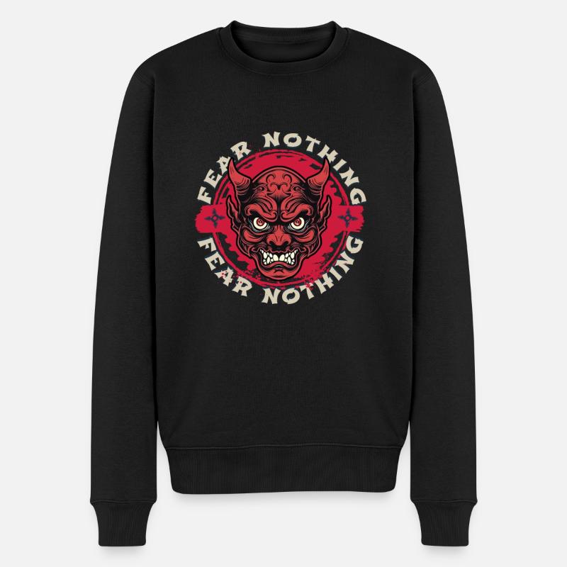 Fürchte nichts Dämonengesicht - Männer Premium Bio Pullover - Schwarz
