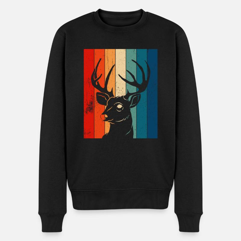 Rétro Taxidermiste Cerf - Pull Premium bio Homme - noir