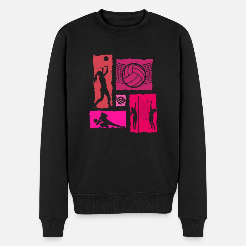 Volleyball Retro - Männer Premium Bio Pullover - Schwarz
