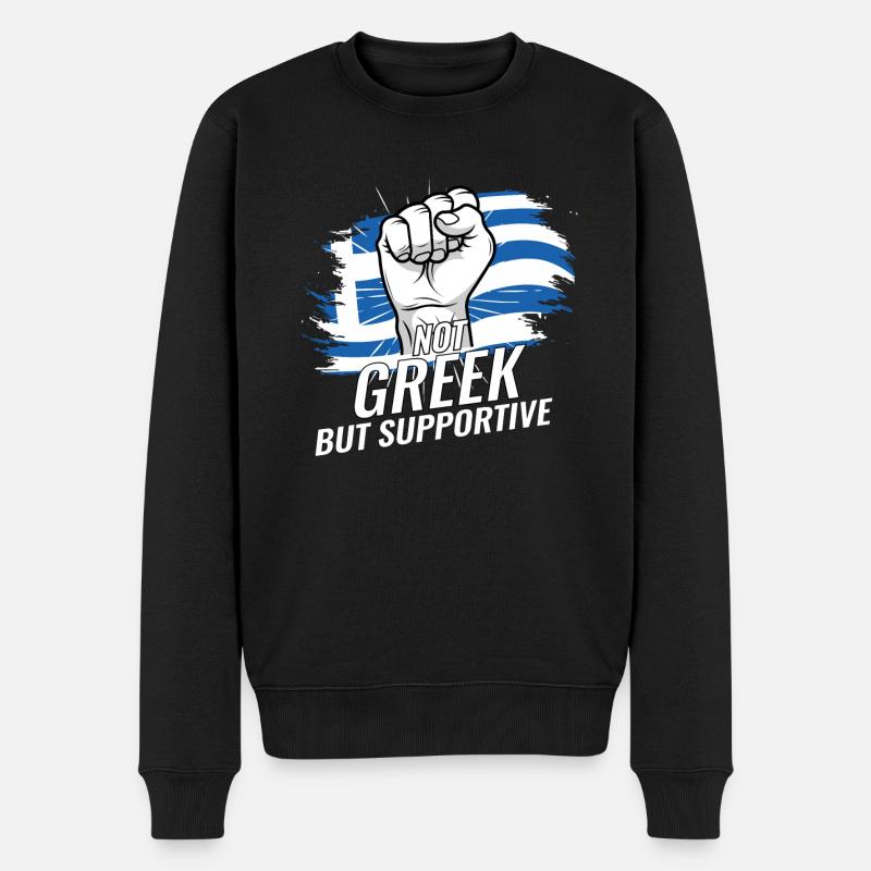 Pas grec mais favorable à la Grèce Pays du drapeau - Pull Premium bio Homme - noir