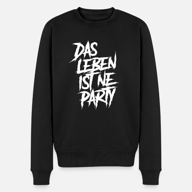 das leben ist ne Party, Lustiger Spruch - Männer Premium Bio Pullover - Schwarz