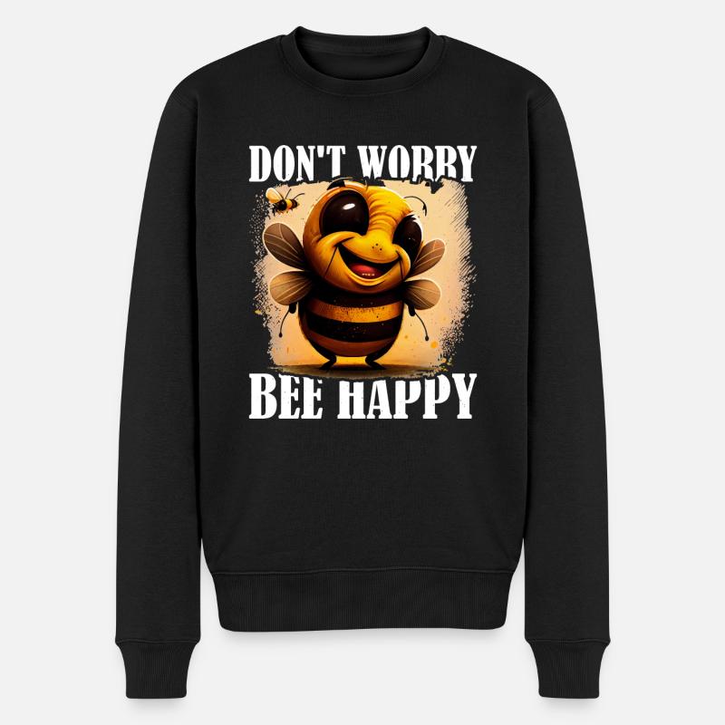 Don't Worry Bee Happy 44 - Männer Premium Bio Pullover - Schwarz