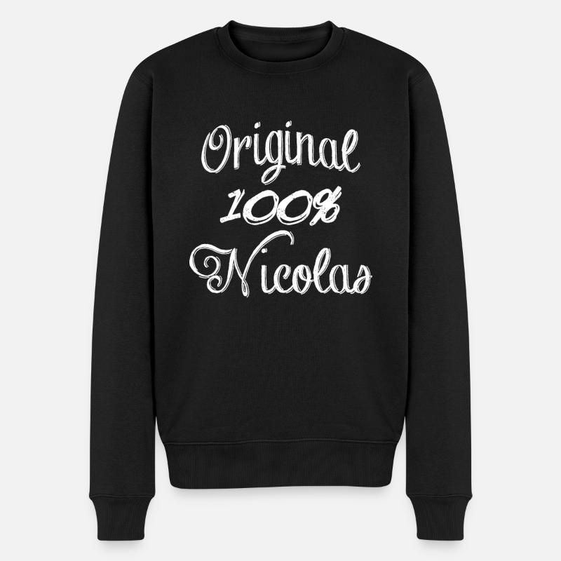 Original 100% Nicolas - Männer Premium Bio Pullover - Schwarz