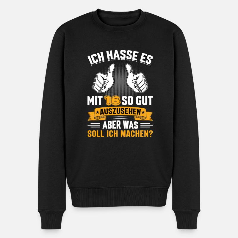 16 Geburtstag 16 Jahre 16 Lebensjahr 16 Lebenalter - Männer Premium Bio Pullover - Schwarz