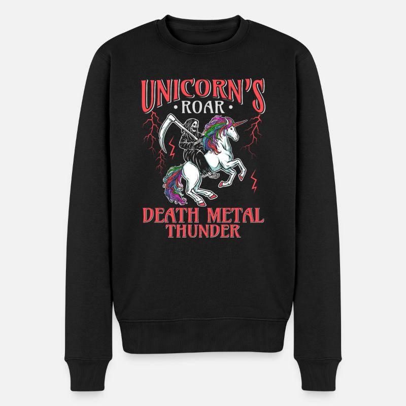 Goth Rock Satan Einhorn Festivals Death Metal - Männer Premium Bio Pullover - Schwarz