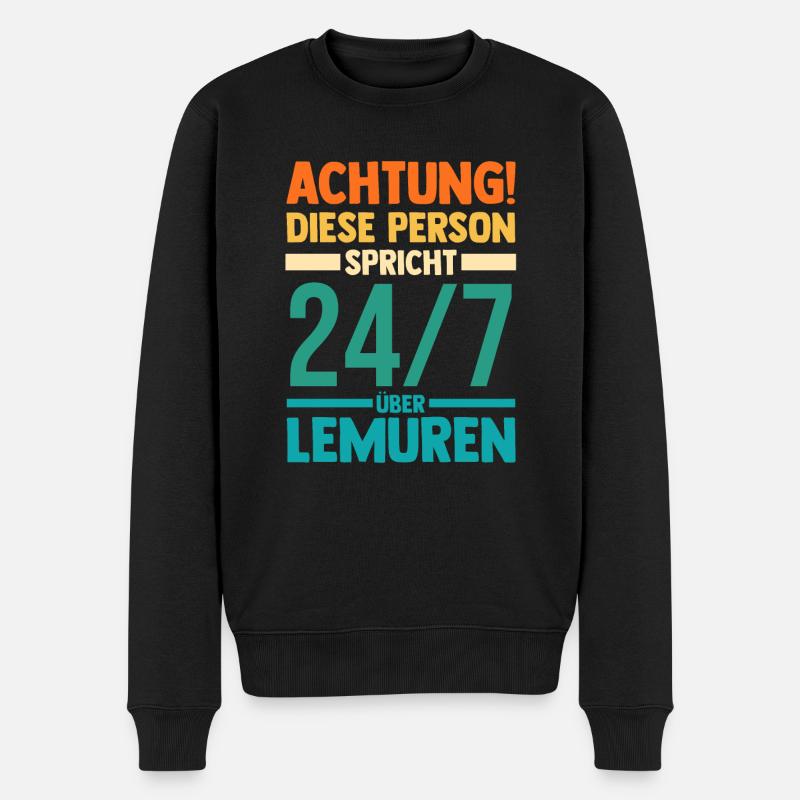 Lemur - Männer Premium Bio Pullover - Schwarz