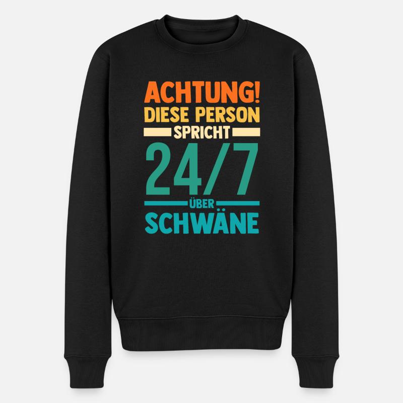 Schwan - Männer Premium Bio Pullover - Schwarz