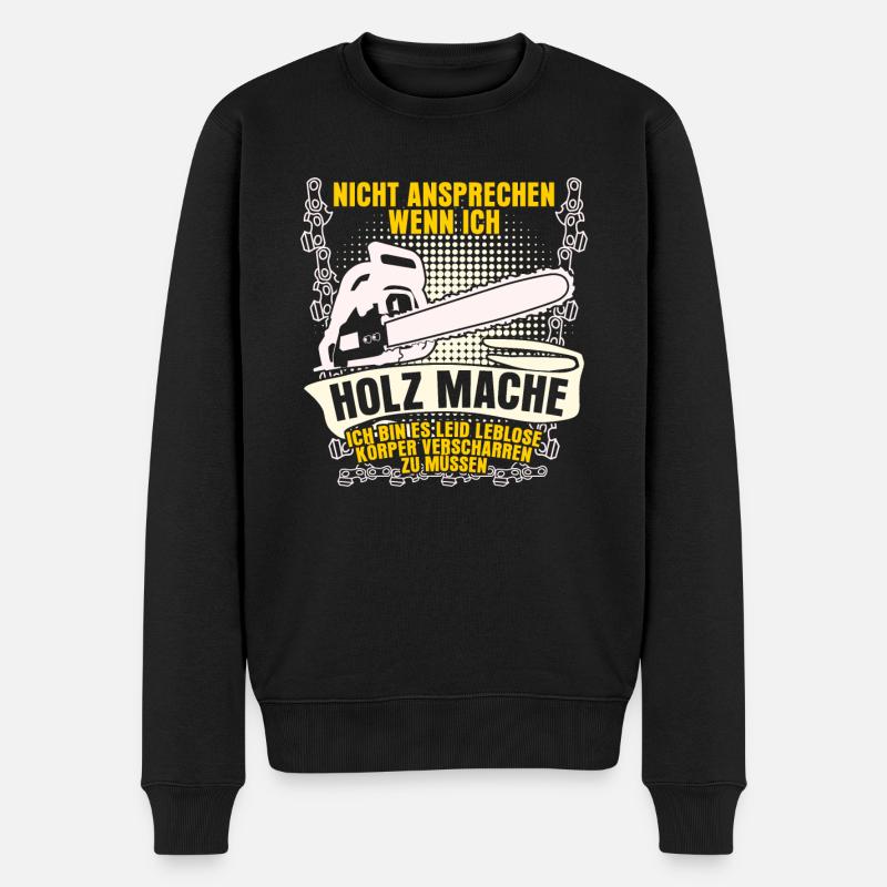 Kettensäge Brennholz Feuerholz Motorsäge - Männer Premium Bio Pullover - Schwarz