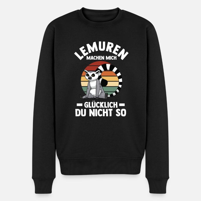 Lemur - Männer Premium Bio Pullover - Schwarz