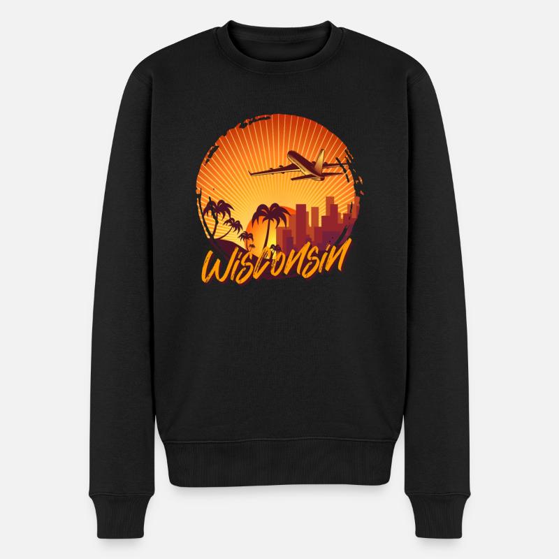 Wisconsin - Männer Premium Bio Pullover - Schwarz