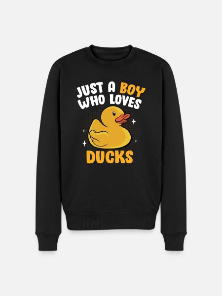 Bare en dreng, der elsker gummiænder ælling sjov d - Økologisk premium-sweatshirt til mænd - sort