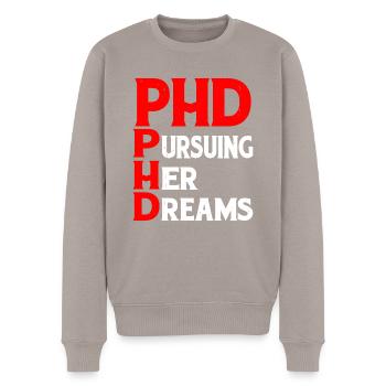 Ph.D. Poursuivre ses rêves 8 - Pull Premium bio Homme - taupe - Devant - Nico (187cm)