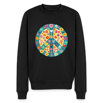 Peace Heart Sign Lovers Art Hippie Groovy Vibes - Men's Premium Organic Jumper - black - Front - Nico (187cm)